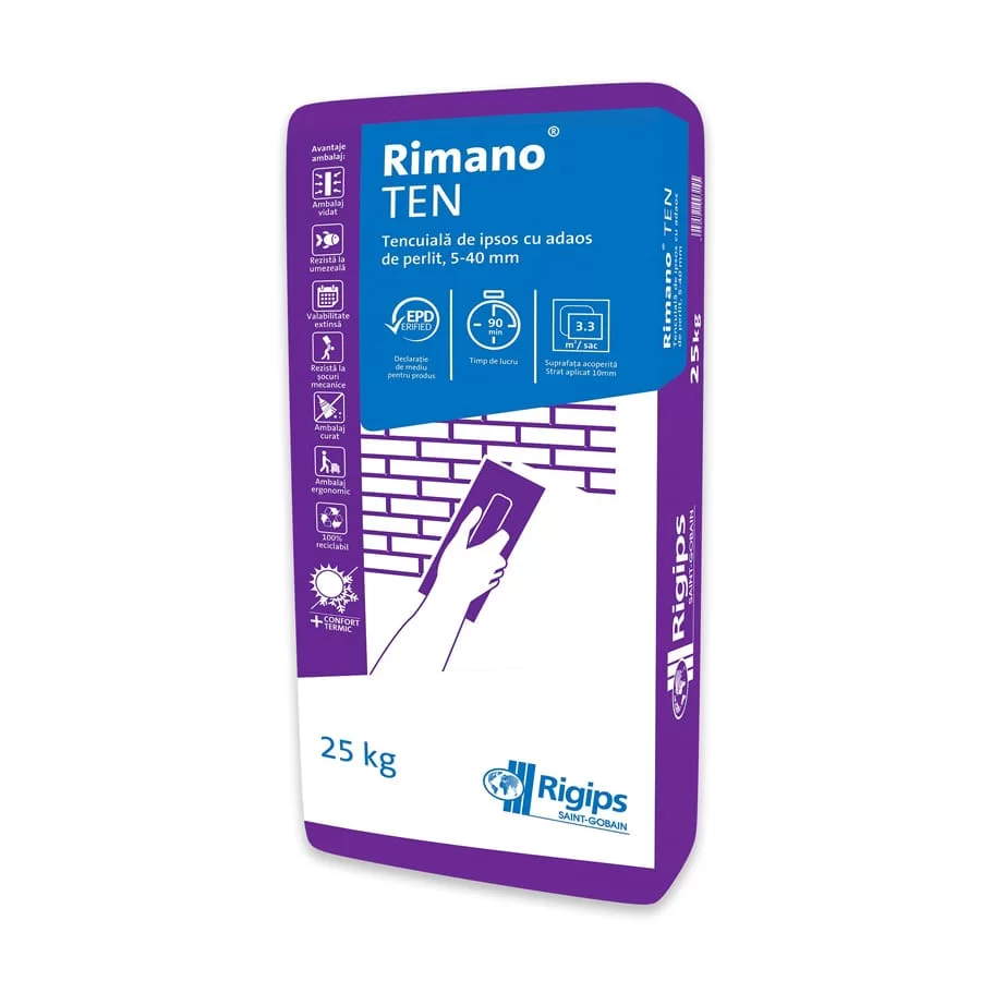 Tencuială ipsos de interior Rigips Rimano Ten 25kg